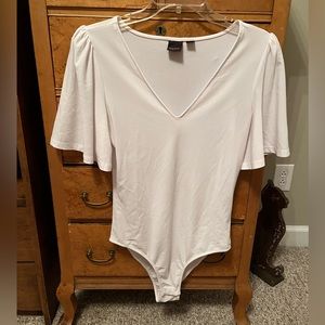 Free Press Clothing White Bodysuit with Butterfly Sleeves - Size M